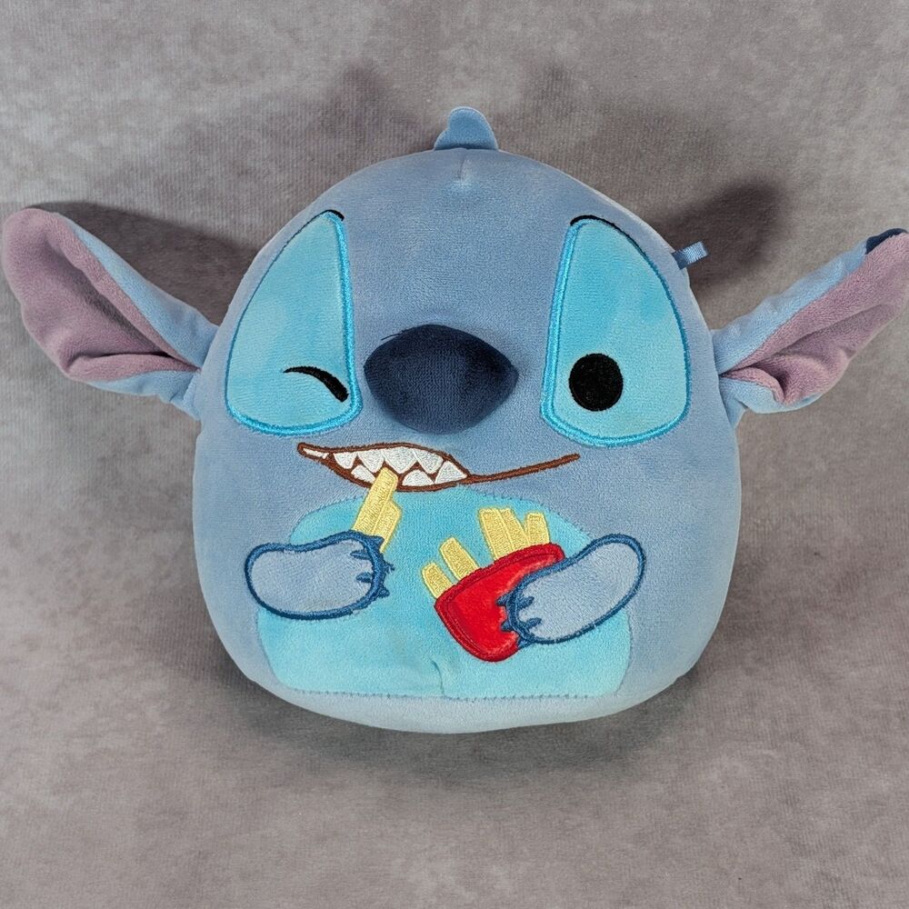Disney Stitch Squishmallow 8" Plush Winking Holding Eating French Fries Kellytoy